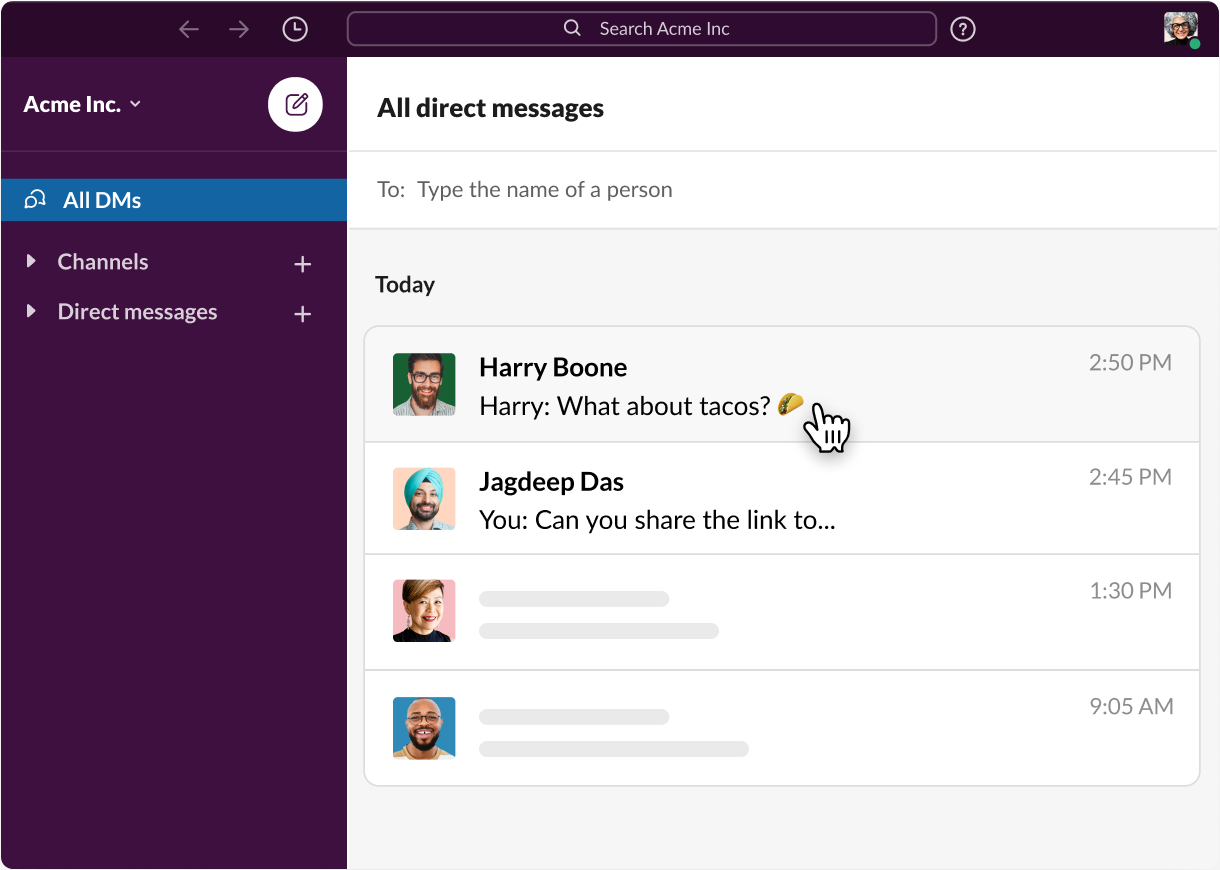 slack direct message export