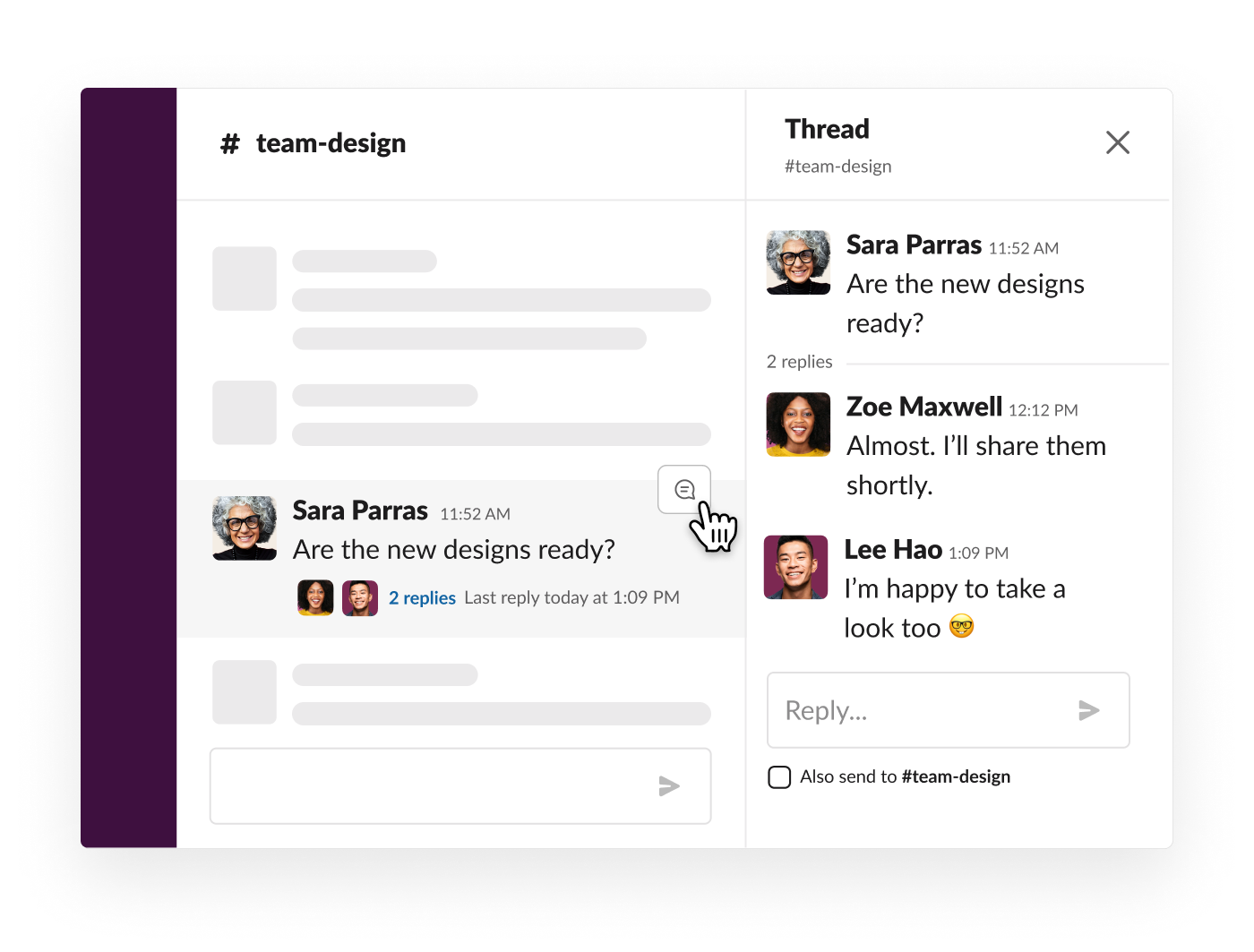 Un hilo de conversación para mantener las conversaciones organizadas en Slack