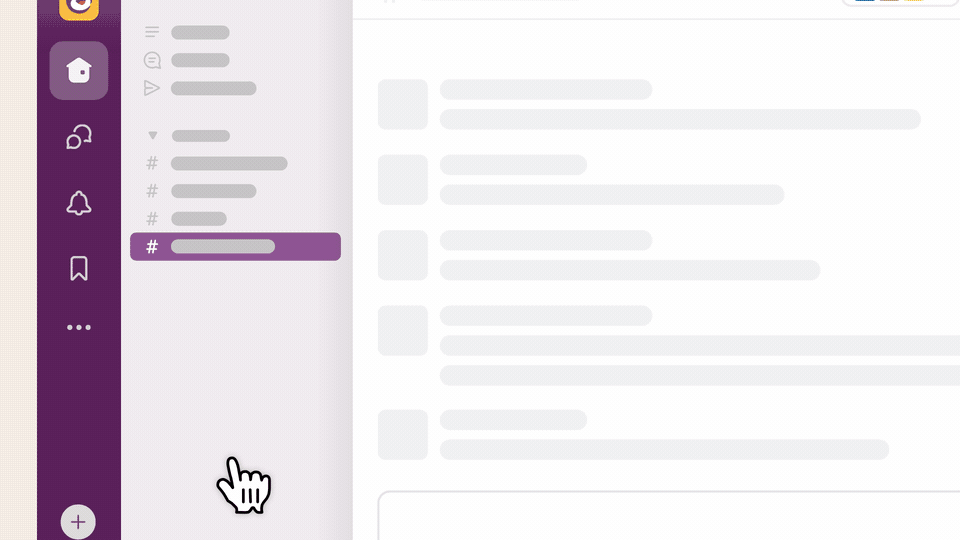 GIF depicting a cursor opening the custom sections modal in the Slack desktop app.
