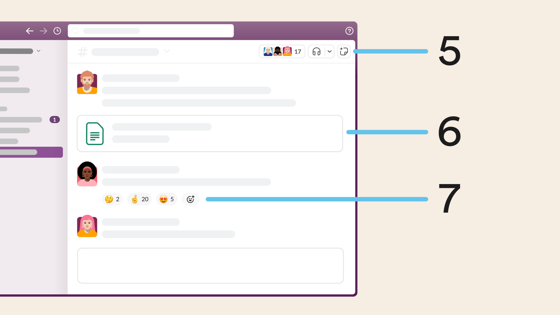 View of an example channel in Slack