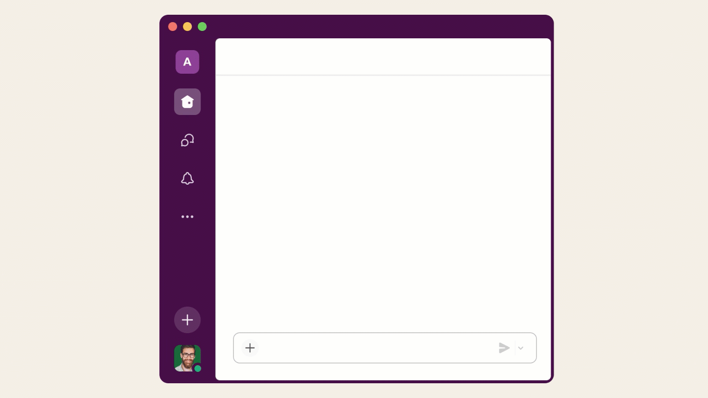 Opening a channel called announcements from the Home tab in Slack