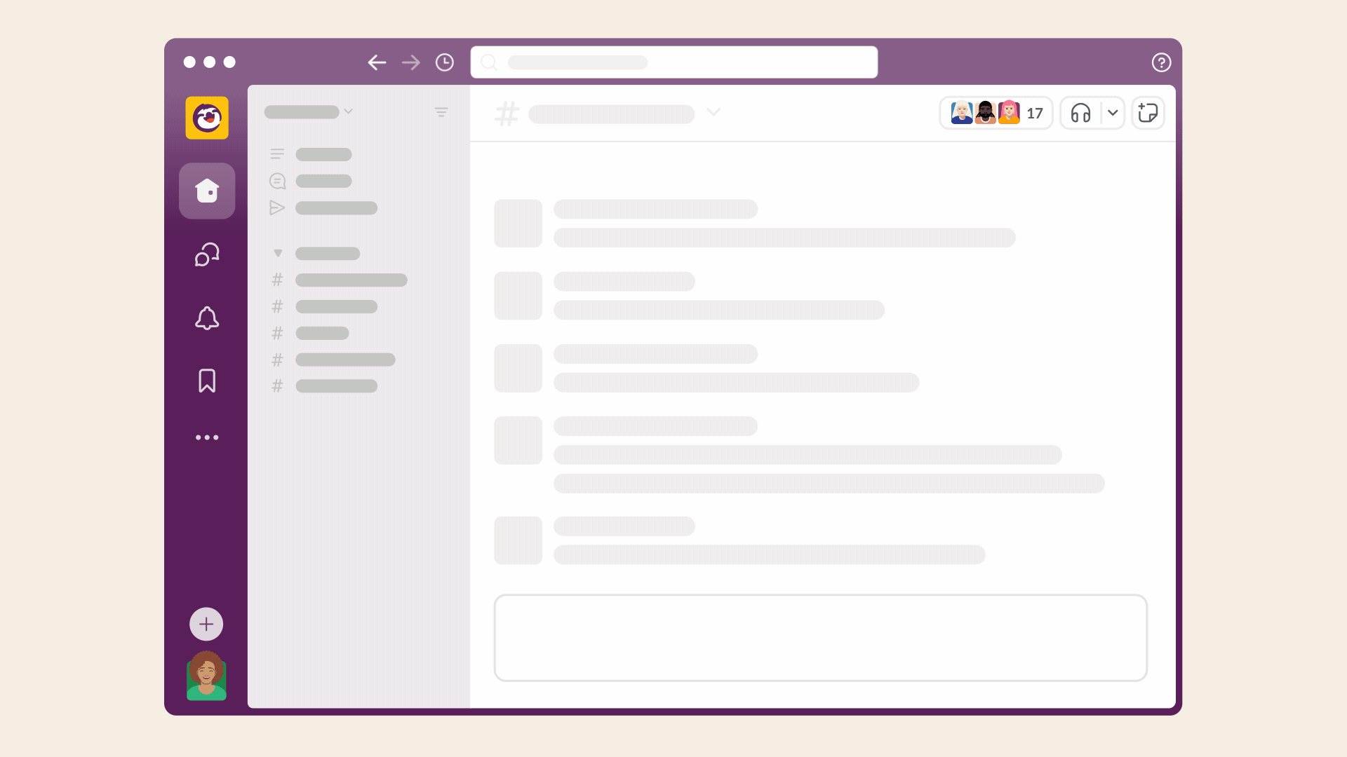 Sezione condivisa della barra laterale creata per un gruppo utenti visualizzata nella barra laterale dell'app desktop di Slack