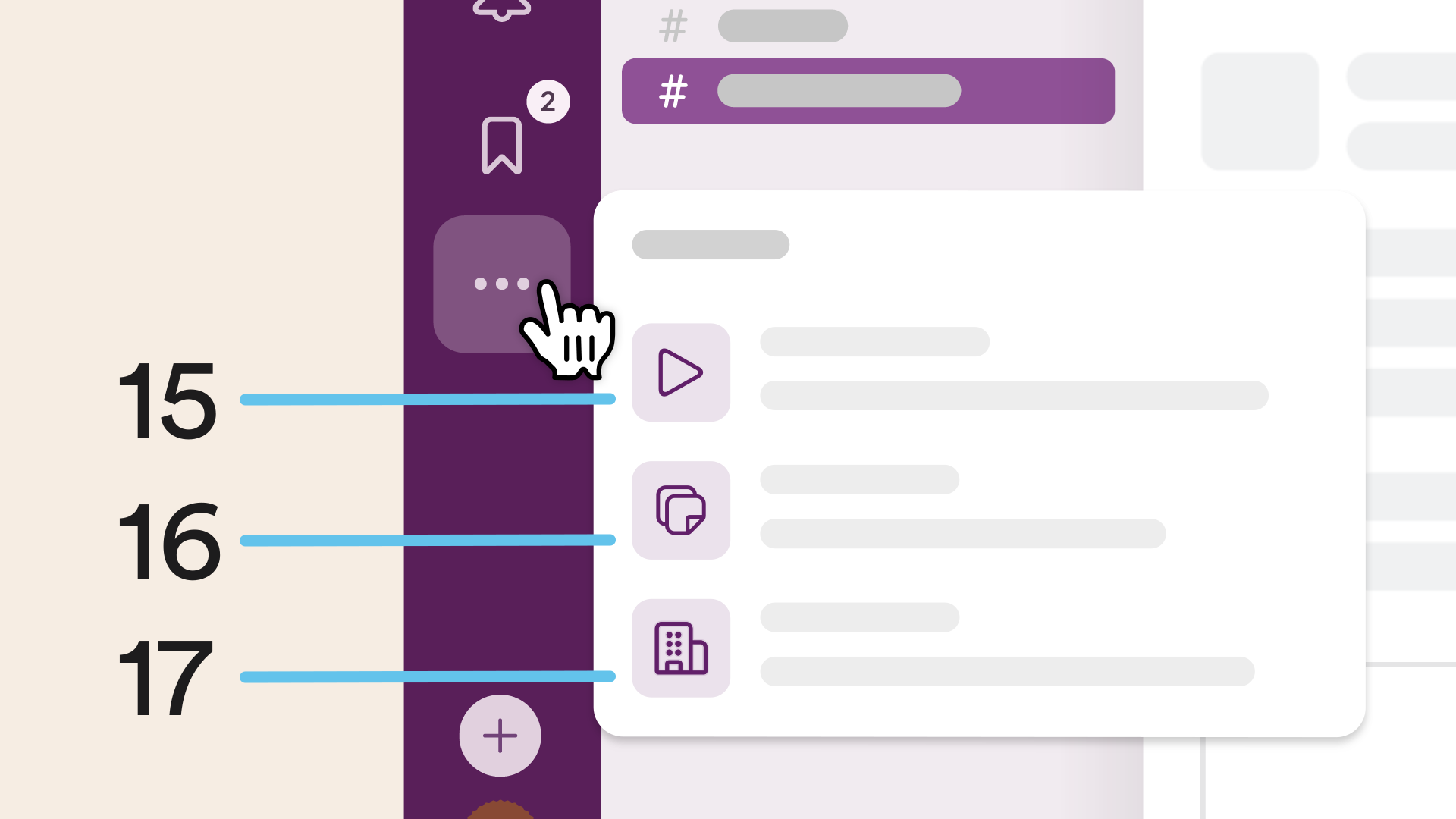 Vue de l’interface Slack comprenant les automatisations, les canevas et les connexions externes