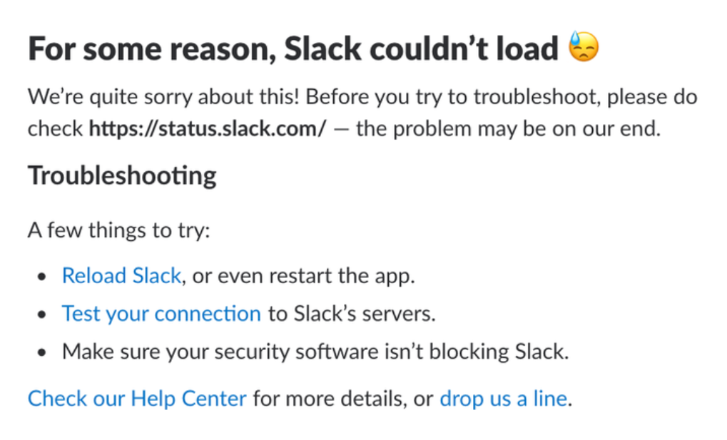 接続問題のトラブルシューティング Slack