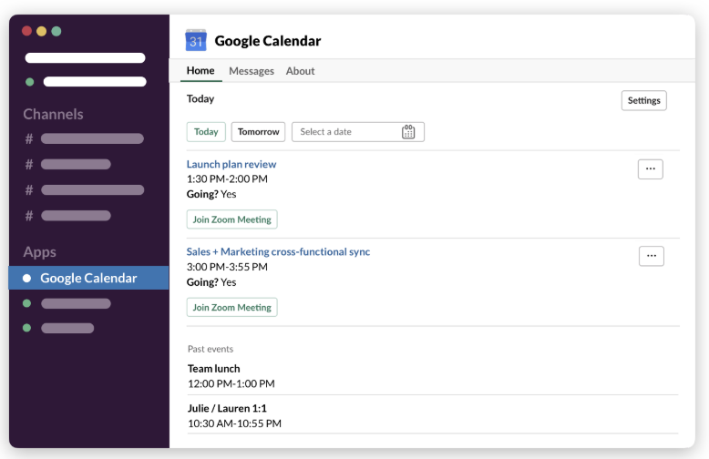 Google Calendar for Slack  Slack