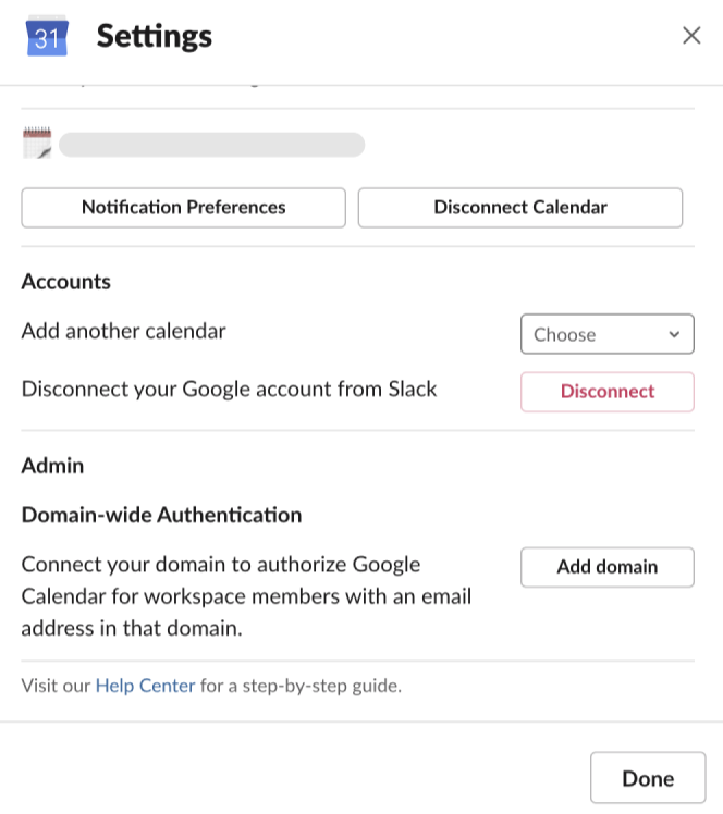 Slack Google Calendar