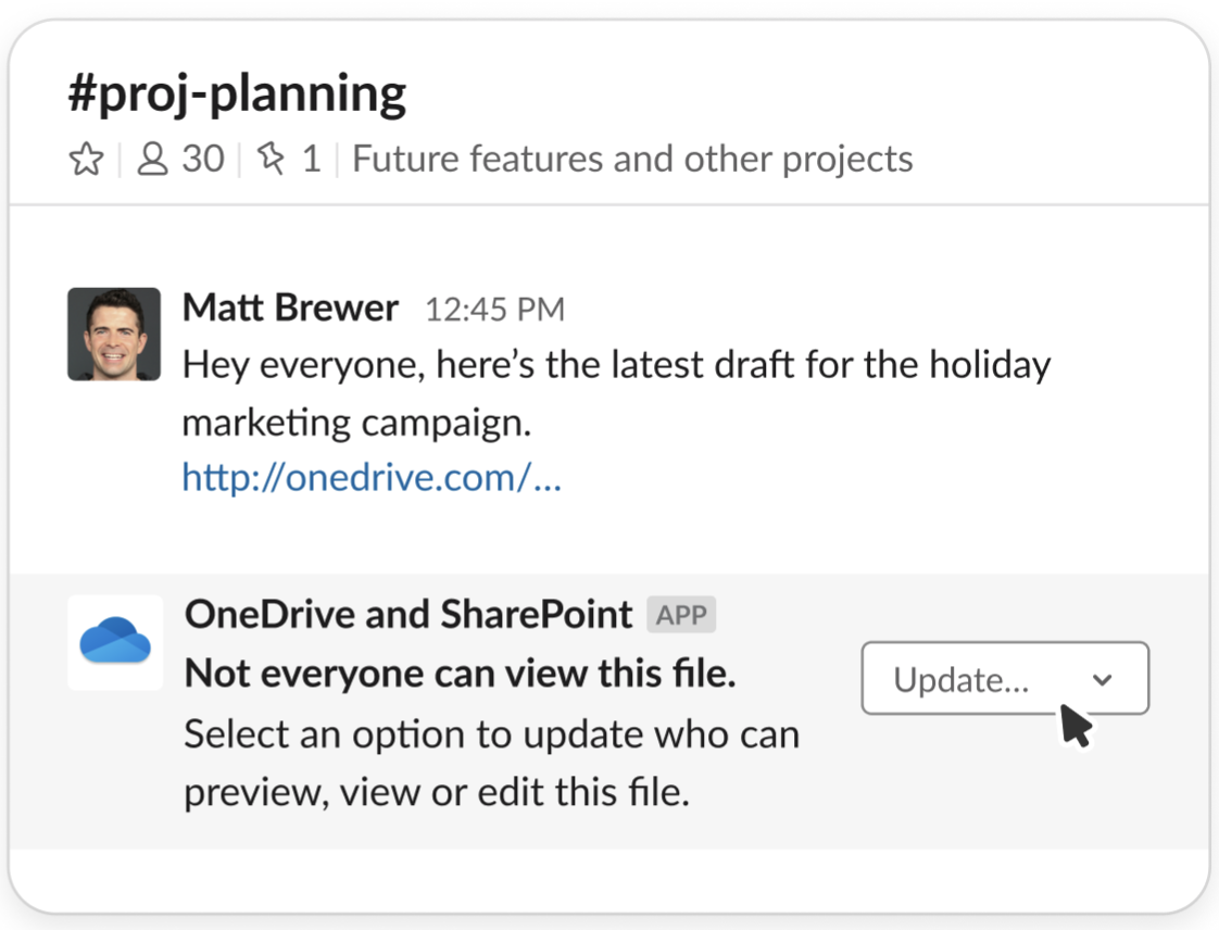 Slack 向け Onedrive と Sharepoint Slack