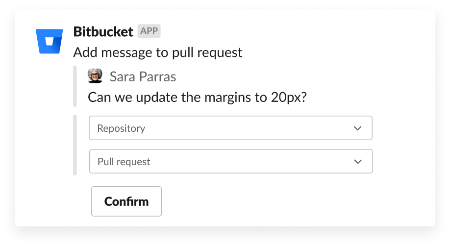 Adding a message from Slack into a pull request