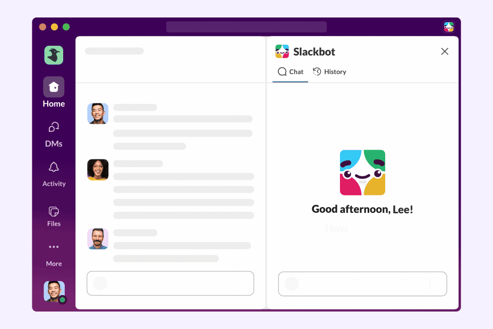 向 Slackbot 提问，它会在 Slack 及关联的其他数据源中搜索后给出答案