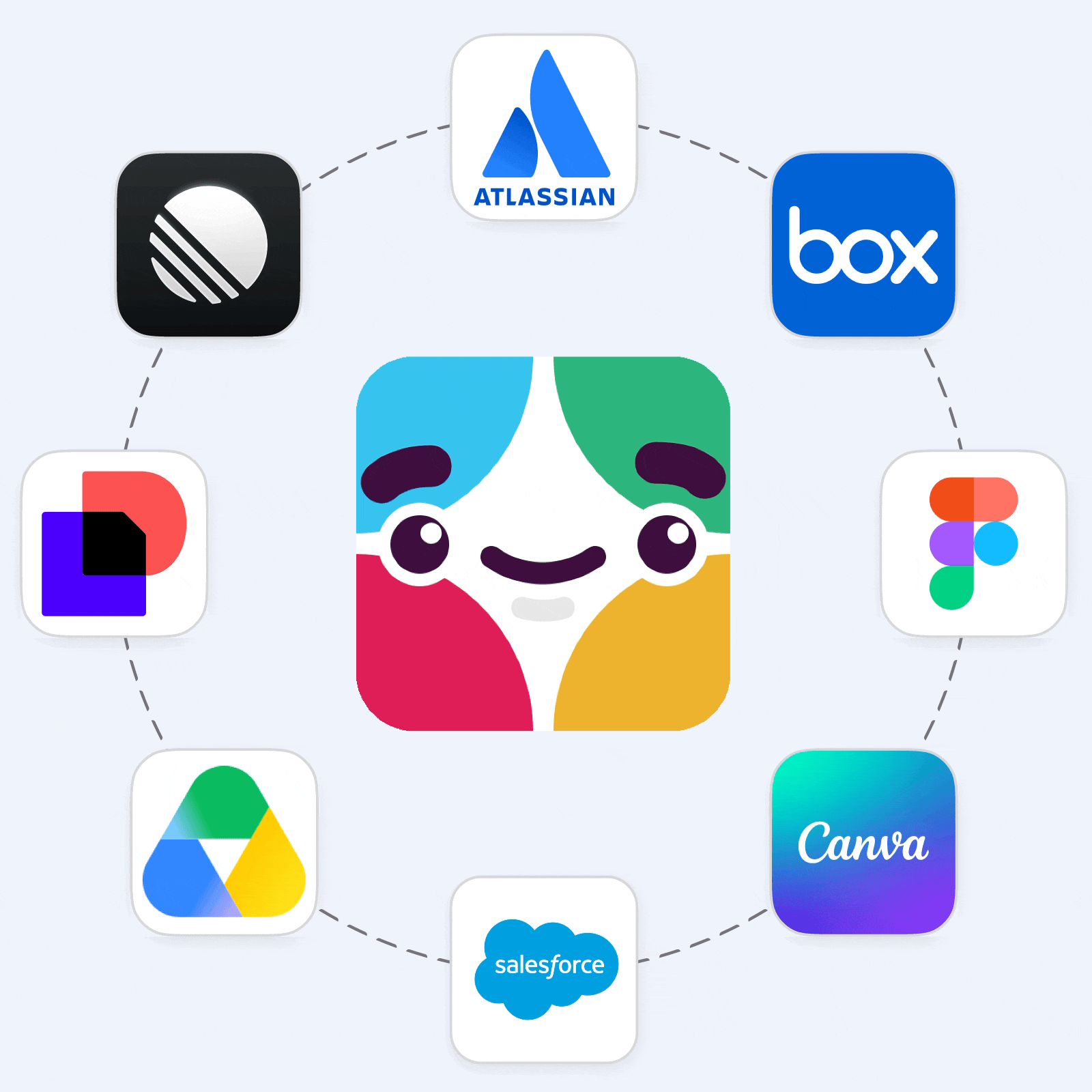 Slackbot et plusieurs applications auxquelles il peut se connecter via leurs serveurs Model Context Protocol