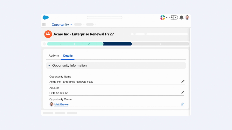 Abrir Slackbot en Salesforce y usarlo para prepararse para una próxima reunión con un cliente con base en la información de un registro de Salesforce