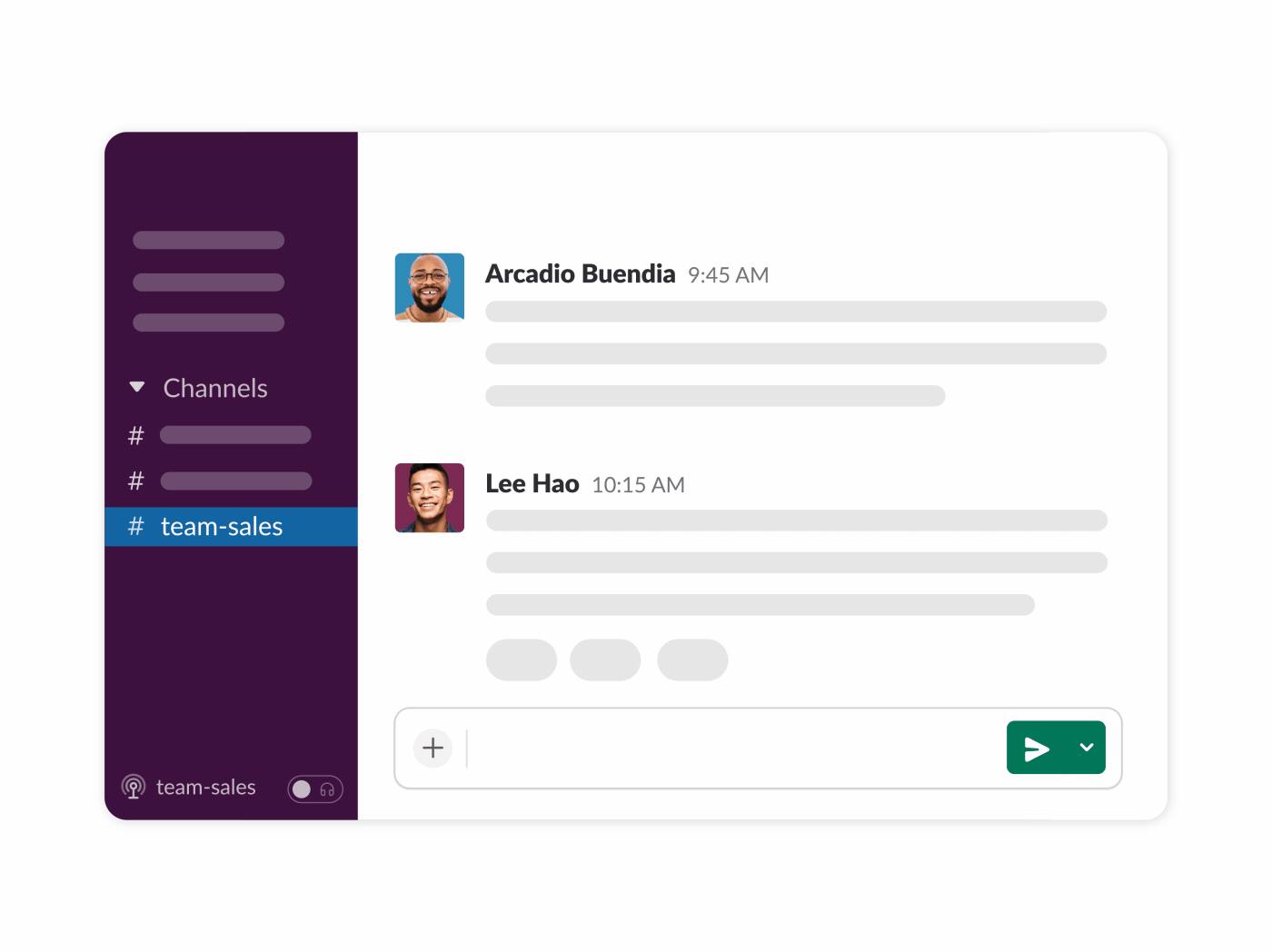 在 Slack 频道中发起抱团，以进行实时交谈和屏幕共享